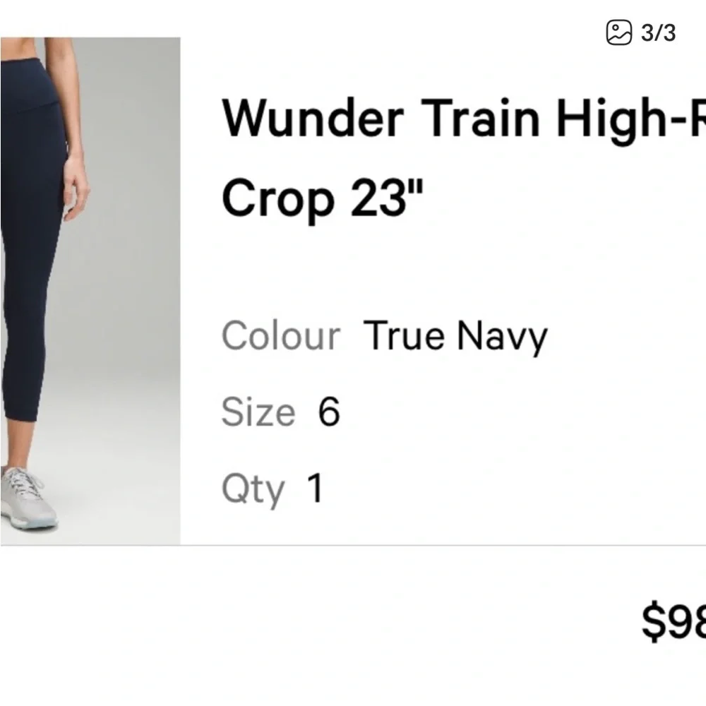 Lululemon True Navy Wunder Train High-Rise Crop - Picture 3 of 3